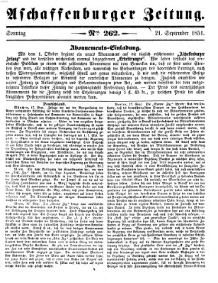 Aschaffenburger Zeitung Sonntag 21. September 1851