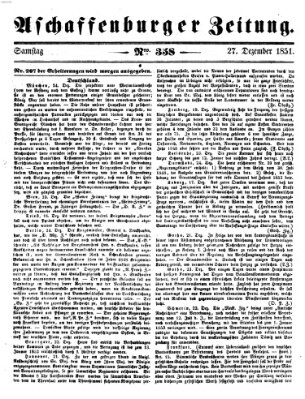Aschaffenburger Zeitung Samstag 27. Dezember 1851