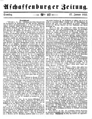 Aschaffenburger Zeitung Samstag 17. Januar 1852