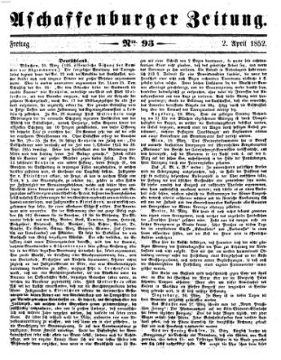 Aschaffenburger Zeitung Freitag 2. April 1852