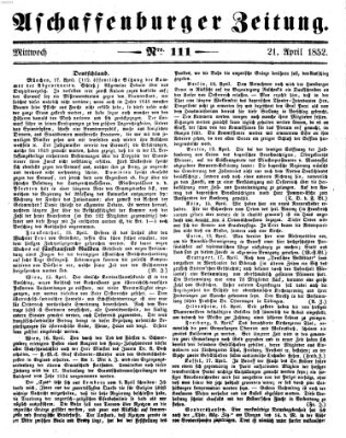Aschaffenburger Zeitung Mittwoch 21. April 1852