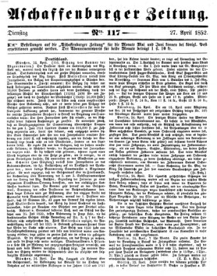 Aschaffenburger Zeitung Dienstag 27. April 1852