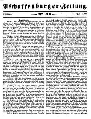 Aschaffenburger Zeitung Samstag 31. Juli 1852