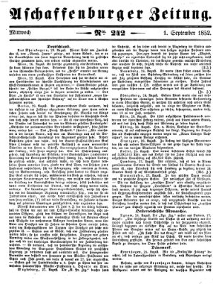 Aschaffenburger Zeitung Mittwoch 1. September 1852