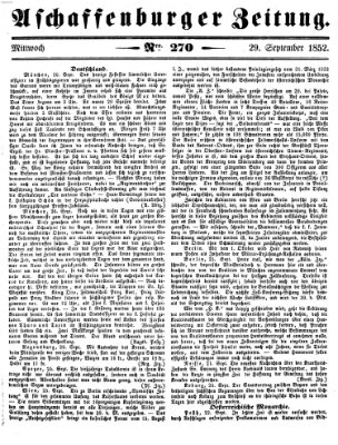 Aschaffenburger Zeitung Mittwoch 29. September 1852