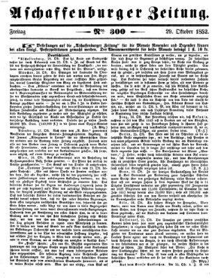 Aschaffenburger Zeitung Freitag 29. Oktober 1852
