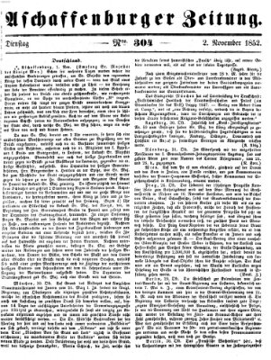 Aschaffenburger Zeitung Dienstag 2. November 1852