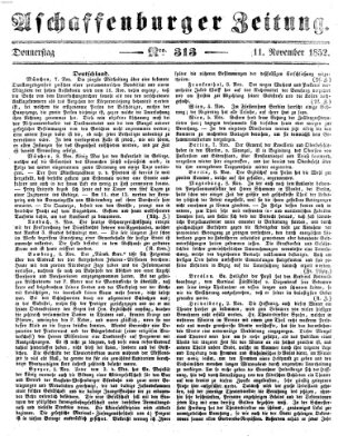 Aschaffenburger Zeitung Donnerstag 11. November 1852