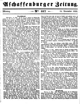 Aschaffenburger Zeitung Montag 15. November 1852