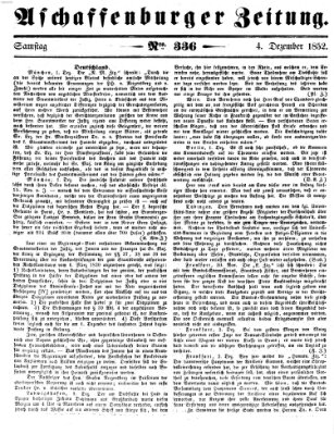 Aschaffenburger Zeitung Samstag 4. Dezember 1852