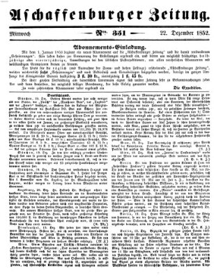 Aschaffenburger Zeitung Mittwoch 22. Dezember 1852