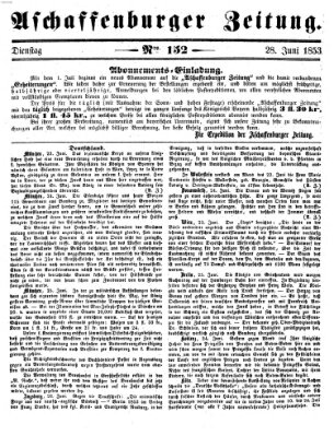 Aschaffenburger Zeitung Dienstag 28. Juni 1853