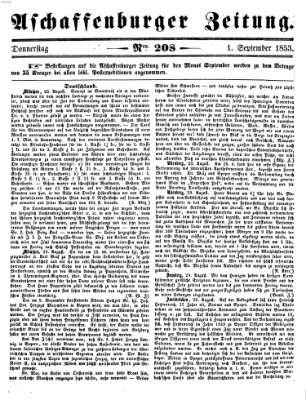 Aschaffenburger Zeitung Donnerstag 1. September 1853