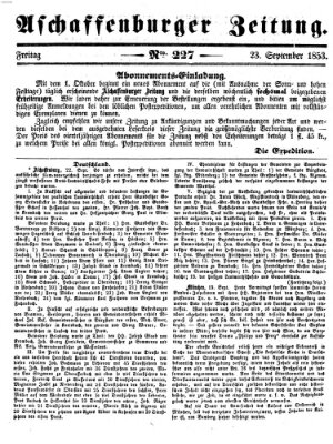 Aschaffenburger Zeitung Freitag 23. September 1853