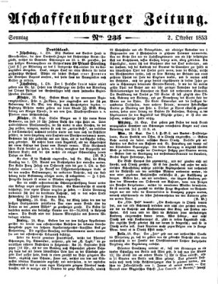 Aschaffenburger Zeitung Sonntag 2. Oktober 1853