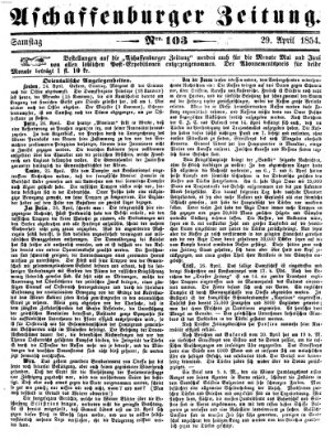 Aschaffenburger Zeitung Samstag 29. April 1854