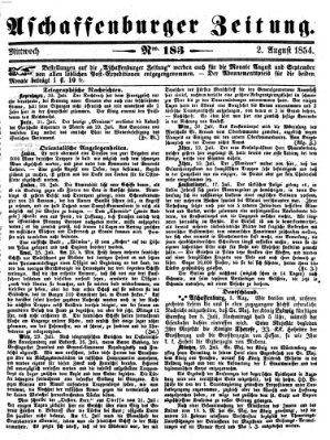 Aschaffenburger Zeitung Mittwoch 2. August 1854
