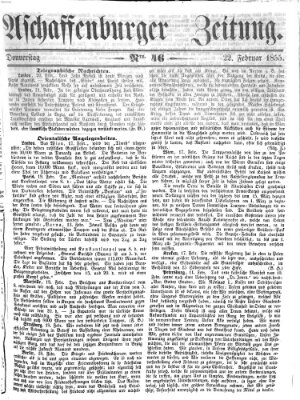 Aschaffenburger Zeitung Donnerstag 22. Februar 1855