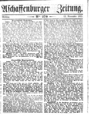 Aschaffenburger Zeitung Montag 12. November 1855