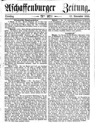 Aschaffenburger Zeitung Dienstag 13. November 1855