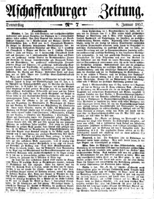 Aschaffenburger Zeitung Donnerstag 8. Januar 1857