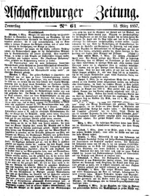 Aschaffenburger Zeitung Donnerstag 12. März 1857