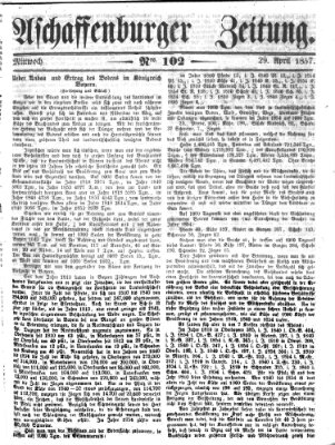 Aschaffenburger Zeitung Mittwoch 29. April 1857