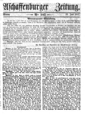 Aschaffenburger Zeitung Montag 22. Juni 1857