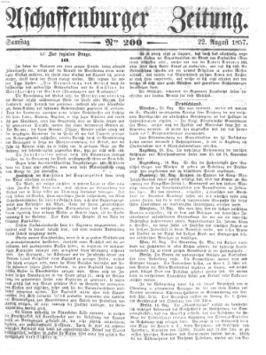 Aschaffenburger Zeitung Samstag 22. August 1857