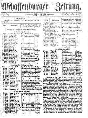 Aschaffenburger Zeitung Samstag 12. September 1857