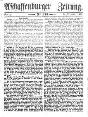 Aschaffenburger Zeitung Montag 14. September 1857