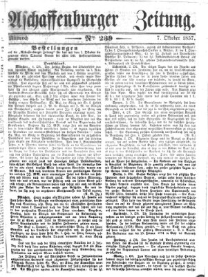 Aschaffenburger Zeitung Mittwoch 7. Oktober 1857