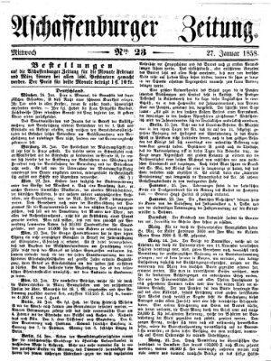 Aschaffenburger Zeitung Mittwoch 27. Januar 1858