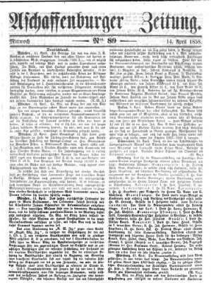Aschaffenburger Zeitung Mittwoch 14. April 1858