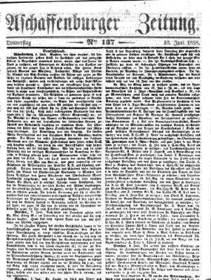 Aschaffenburger Zeitung Donnerstag 10. Juni 1858