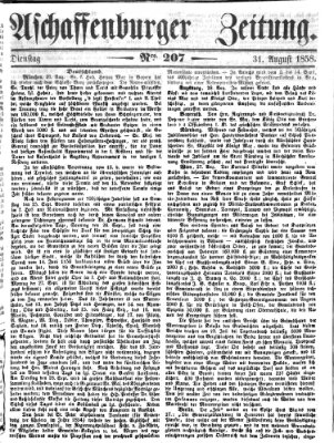 Aschaffenburger Zeitung Dienstag 31. August 1858