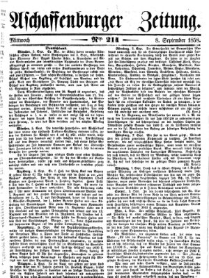Aschaffenburger Zeitung Mittwoch 8. September 1858