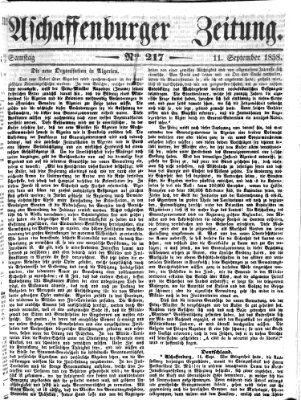 Aschaffenburger Zeitung Samstag 11. September 1858