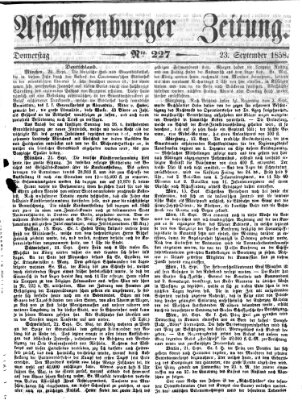 Aschaffenburger Zeitung Donnerstag 23. September 1858