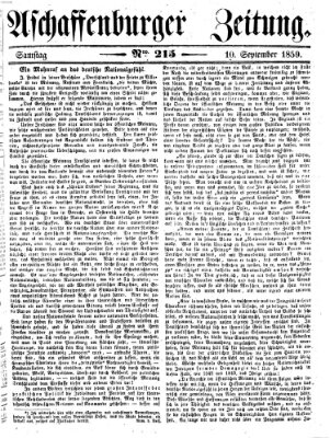 Aschaffenburger Zeitung Samstag 10. September 1859