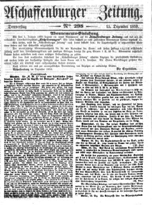 Aschaffenburger Zeitung Donnerstag 15. Dezember 1859