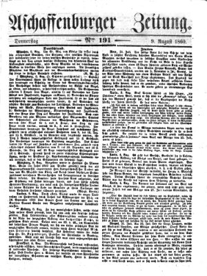 Aschaffenburger Zeitung Donnerstag 9. August 1860