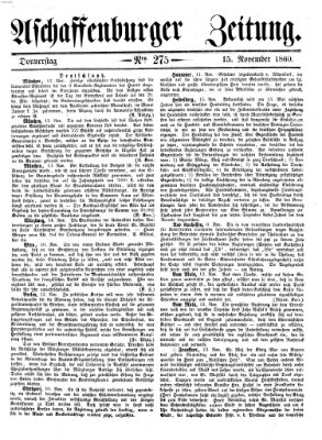 Aschaffenburger Zeitung Donnerstag 15. November 1860