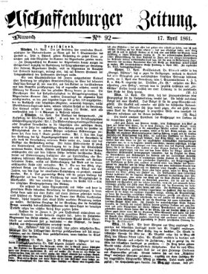 Aschaffenburger Zeitung Mittwoch 17. April 1861