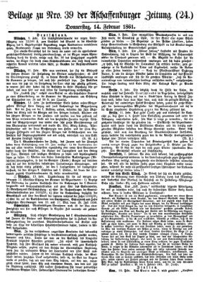 Aschaffenburger Zeitung Donnerstag 14. Februar 1861