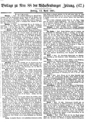 Aschaffenburger Zeitung Freitag 12. April 1861