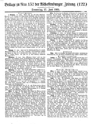 Aschaffenburger Zeitung Donnerstag 27. Juni 1861
