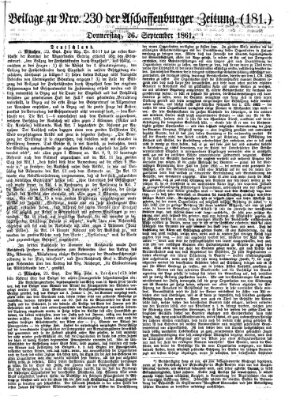 Aschaffenburger Zeitung Donnerstag 26. September 1861