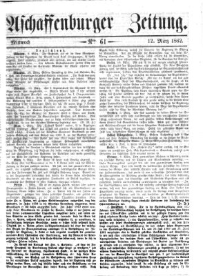 Aschaffenburger Zeitung Mittwoch 12. März 1862