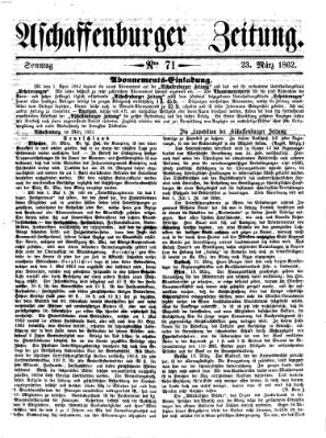 Aschaffenburger Zeitung Sonntag 23. März 1862